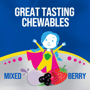 Culturelle Immune Defense Probiotic with Vitamin C, Vitamin D and Zinc + Elderberry, Non-GMO, 4-in-1 Immune Support for Kids Ages 3+*, Mixed Berry Chewables, 60 Count