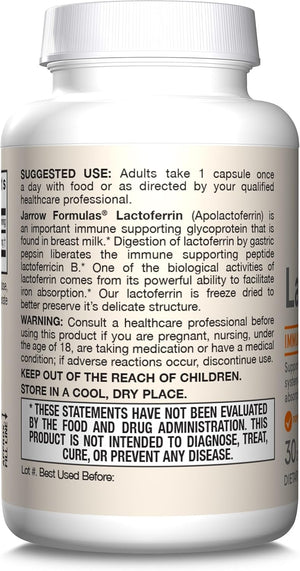 Jarrow Formulas Lactoferrin 250 mg - Immune-Supporting Glycoprotein - for Healthy Immune System Support & Iron Absorption - Freeze Dried - Gluten Free - Non-GMO - 60 Capsules (Servings), Pack of 12