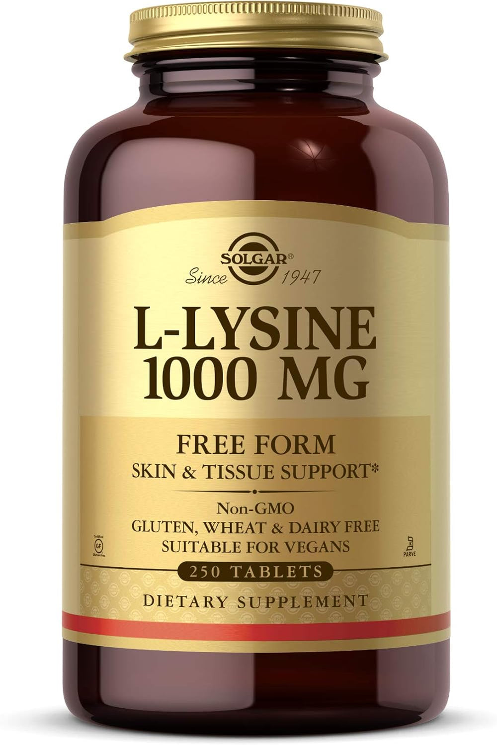 Solgar L-Lysine 1000 mg, 100 Tablets - Enhanced Absorption and Assimilation - Promotes Integrity of Skin and Lips - Collagen Support - Amino Acids - Non GMO, Vegan, Gluten Free - 100 Servings