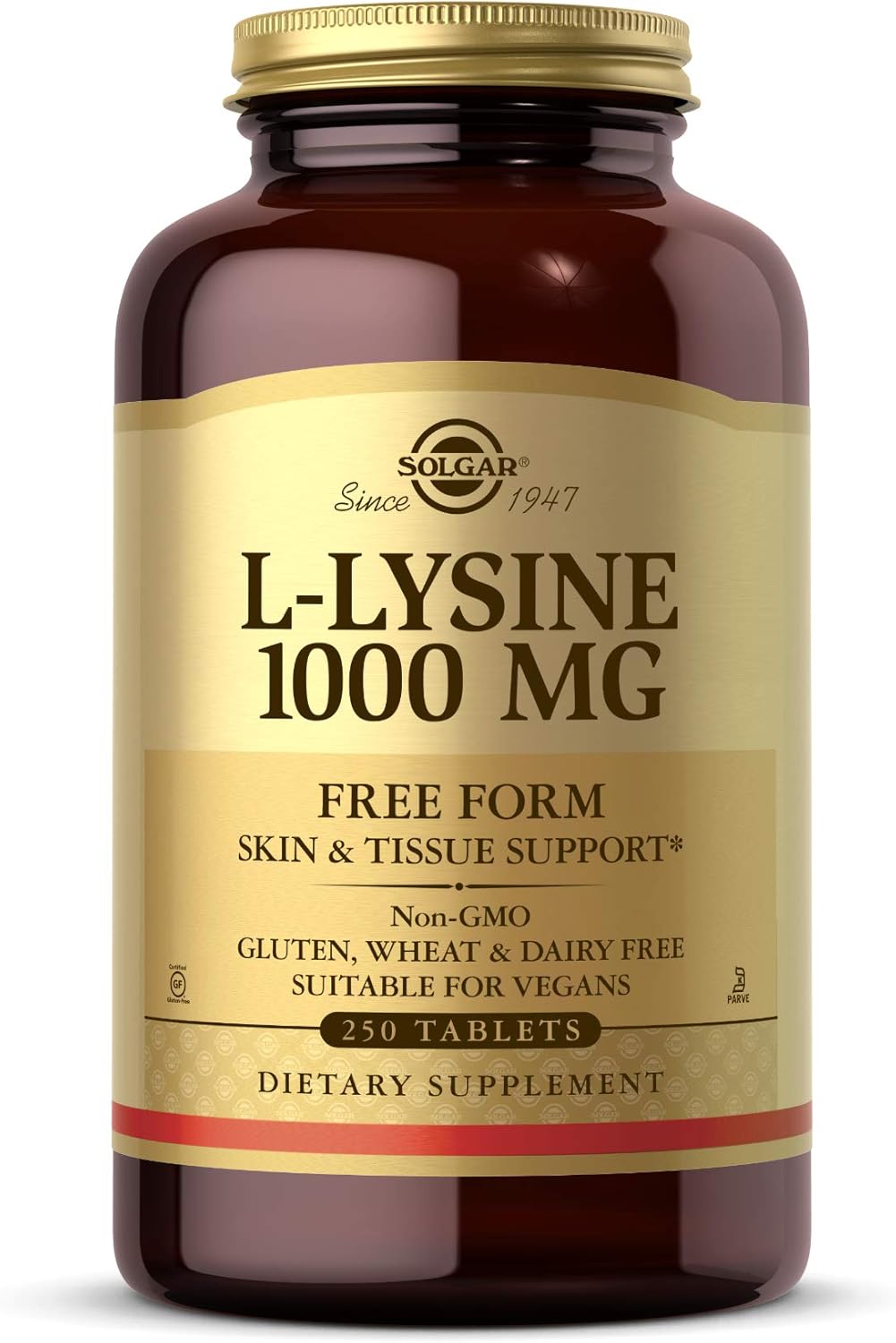 Solgar L-Lysine 1000 mg, 100 Tablets - Enhanced Absorption and Assimilation - Promotes Integrity of Skin and Lips - Collagen Support - Amino Acids - Non GMO, Vegan, Gluten Free - 100 Servings