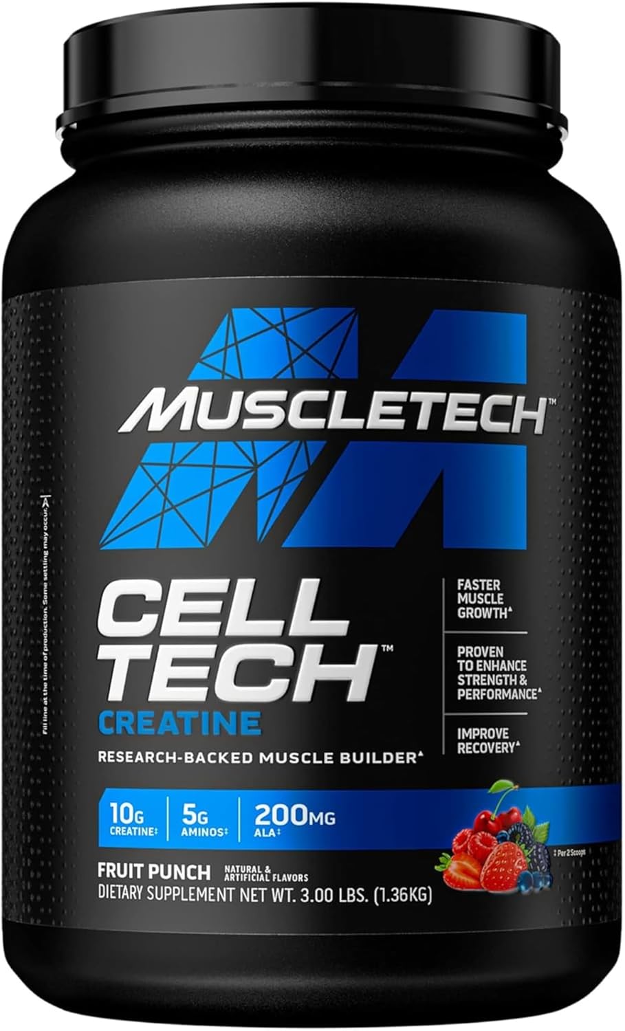 MuscleTech Cell-Tech Performance Series, Fruit Punch, 3.09 lb., Creatine HCl, Creatine Monohydrate and Carbohydrate Powder by MuscleTech