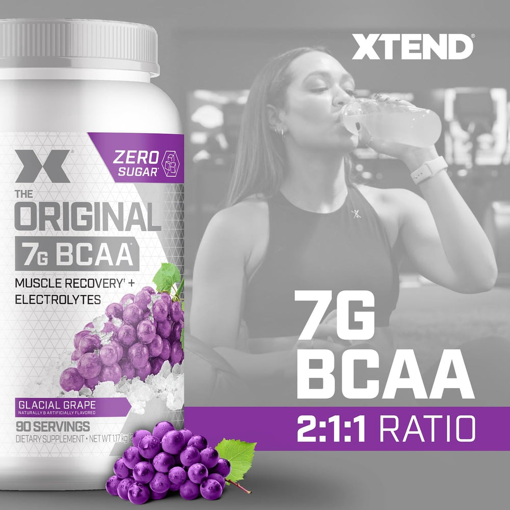Xtend Original BCAA Powder Airheads Candy Flavor, 7g BCAA and 2.5g L-Glutamine, Sugar Free Post Workout Muscle Recovery Drink with Amino Acids for Men & Women, 30 Servings