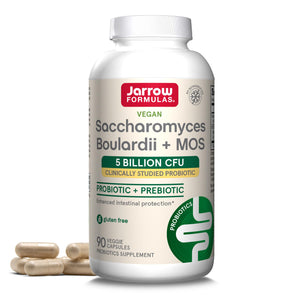 Jarrow Formulas Saccharomyces Boulardii + MOS Probiotics for Digestive Health and Intestinal Tract Support - 5 Billion CFU Per Serving - 180 Delayed Release Caps - Probiotic + Prebiotic - 180 Servings