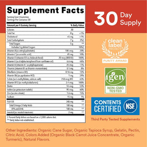 SmartyPants Kids Multivitamin Gummies: Omega 3 Fish Oil (EPA/DHA), Vitamin D3, C, Vitamin B12, B6, A, K & Zinc for Immune Support, Biotin, Gluten Free, Three Fruit Flavors, 120 Count (30 Day Supply)