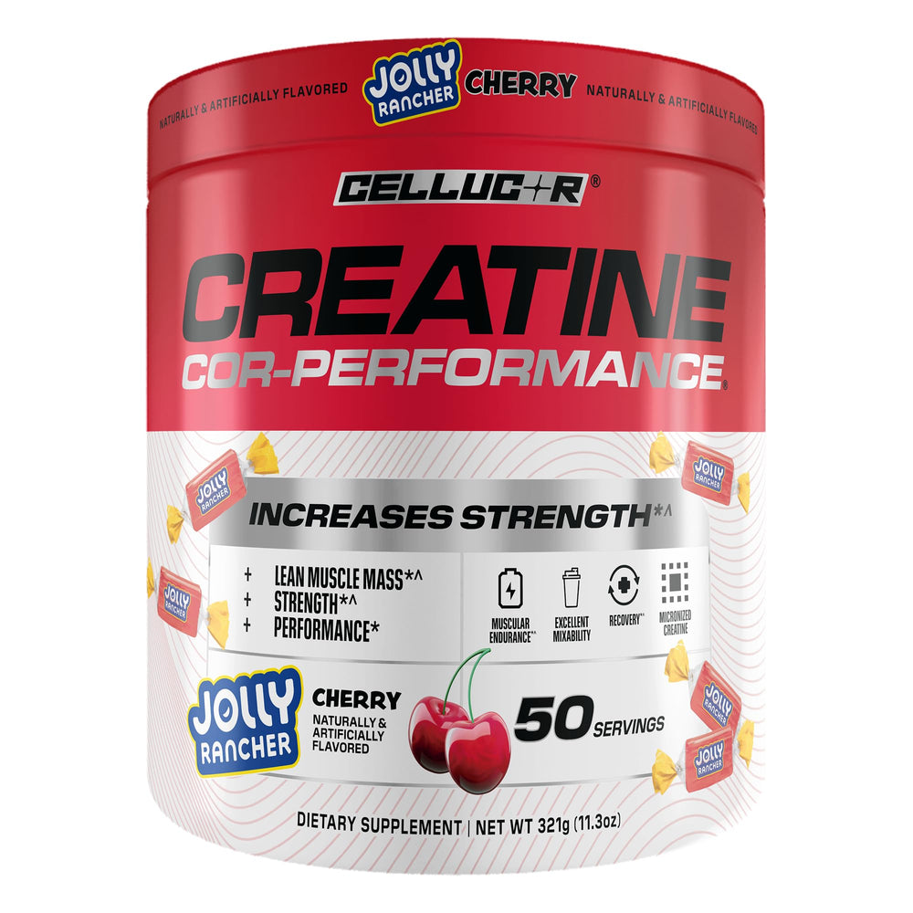Cellucor Creatine Powder, Jolly Rancher Cherry- Increases Strength, Lean Muscle Mass & Endurance, Micronized Creatine for Fast Absorption, 5g Creatine per Serving, 50 Servings