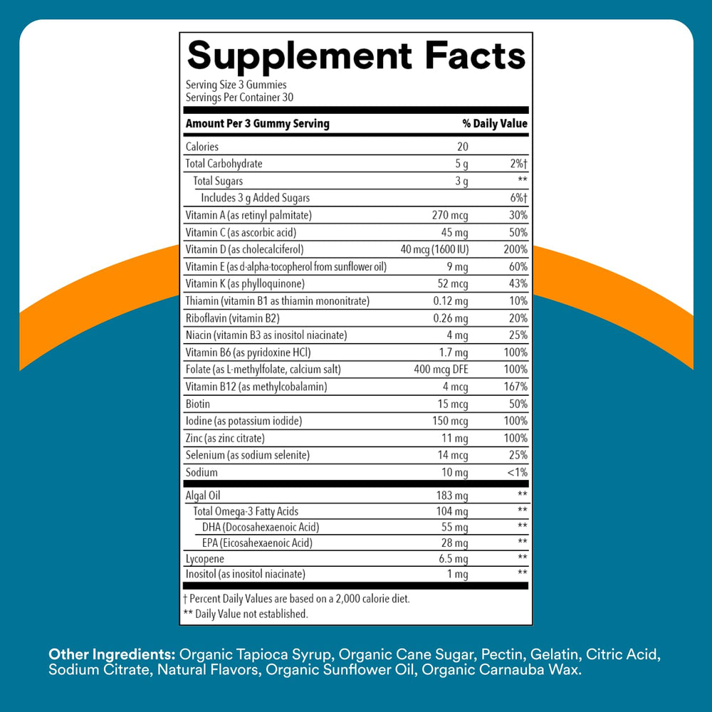 SmartyPants Multivitamin for Men, Organic Gummies: Methylfolate, Omega 3 (ALA), Vitamin D3, C, Vitamin B12, B6, A, K & Zinc for Immune Support, Biotin, Vegetarian, 120 Gummies (30 Day Supply)