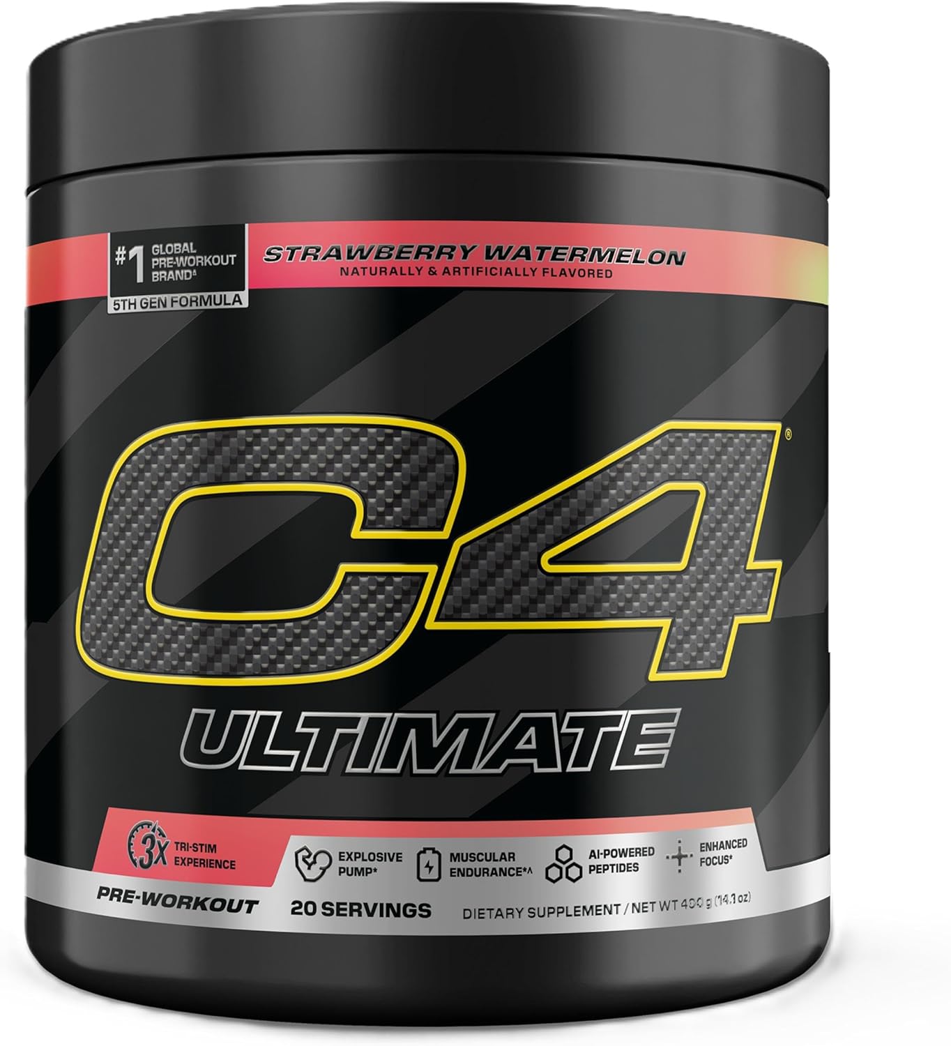 Cellucor C4 Ultimate Pre Workout Powder Strawberry Watermelon - Sugar Free Preworkout Energy Supplement for Men & Women - 300mg Caffeine + 3.2g Beta Alanine + 2 Patented Creatines - 20 Servings