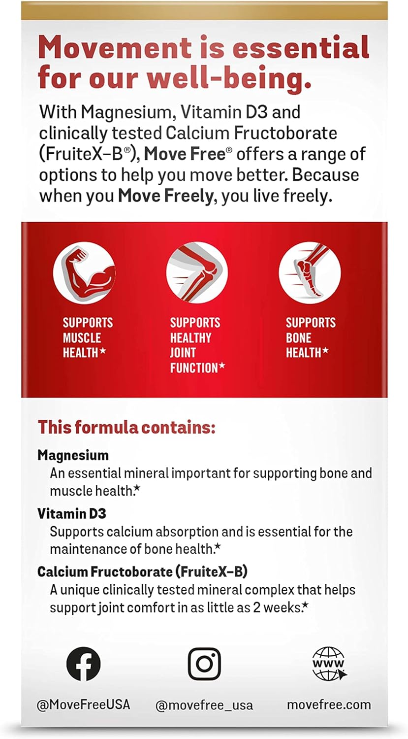 Move Free Ultra 365 with Triple Action Joint Support - Magnesium Vitamin D3 & Calcium Fructoborate - Supports Muscle Joint & Bone in 1 Capsule Per Day, 120 Capsules (120 Servings)*