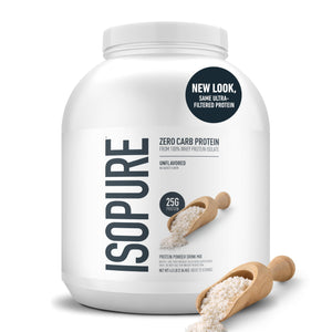 Isopure Zero Carb 100% Pure Whey Isolate Protein Powder, Lactose-Free, Gluten-Free, with Vitamins, Unflavored, 25g Protein Per Serving, 4.5 Lbs, 70 Servings (Packaging May Vary)
