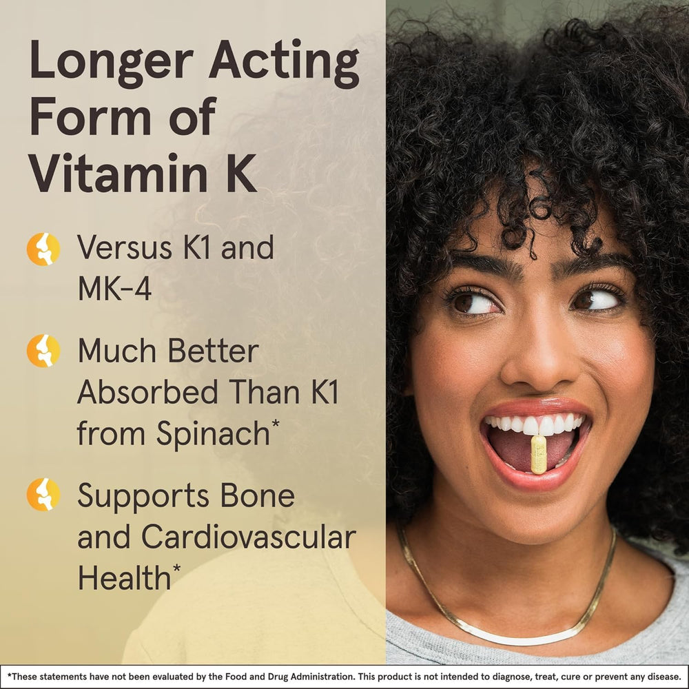 Jarrow Formulas MK-7 90 mcg - Bioactive Form of Vitamin K2-120 Servings (Softgels) - for Bone & Cardiovascular Health - Vitamin K2 MK-7 Dietary Supplement - Gluten Free