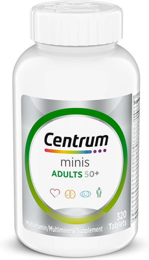 Centrum Minis Silver Multivitamin for Adults 50 Plus, Multimineral Supplement, Vitamin D3, B-Vitamins, Gluten Free, Non-GMO Ingredients, Supports Memory and Cognition in Older Adults - 320 Ct