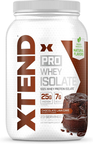 XTEND Pro Protein Powder Chocolate Lava Cake | 100% Whey Protein Isolate | Keto Friendly + 7g BCAAs with Natural Flavors | Gluten Free Low Fat Post Workout Drink | 1.8lbs