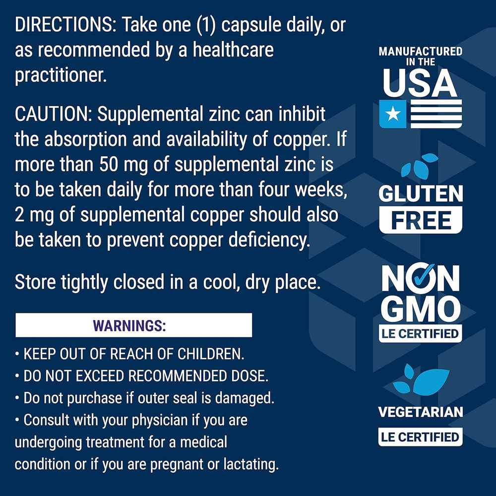 Life Extension Zinc Caps, zinc 50 mg, zinc Citrate, Support The Body's Immune defenses, Ultra-absorbable, Vegetarian, Non-GMO, Gluten-Free, 90 Vegetarian Capsules