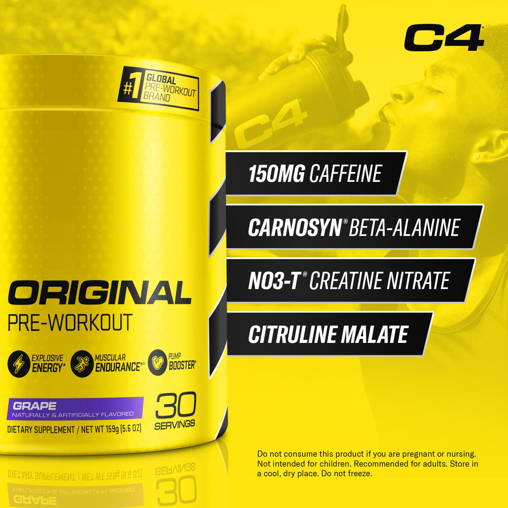 Cellucor C4 Original Pre Workout Powder Frozen Bombsicle Sugar Free Preworkout Energy for Men & Women 150mg Caffeine + Beta Alanine + Creatine - 30 Servings (Packaging May Vary)