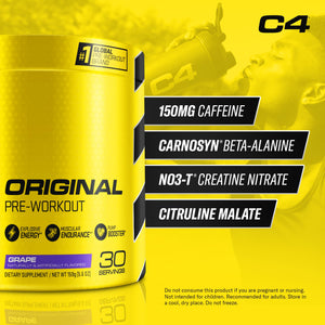 Cellucor C4 Original Pre Workout Powder Frozen Bombsicle Sugar Free Preworkout Energy for Men & Women 150mg Caffeine + Beta Alanine + Creatine - 30 Servings (Packaging May Vary)