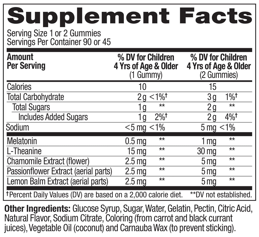 OLLY Kids Sleep Gummy, Occasional Sleep Support, 0.5mg Melatonin, L Theanine, Chamomile, and Lemon Balm Extracts, Childrens Chewable Supplement, Raspberry Flavor - 90 Count