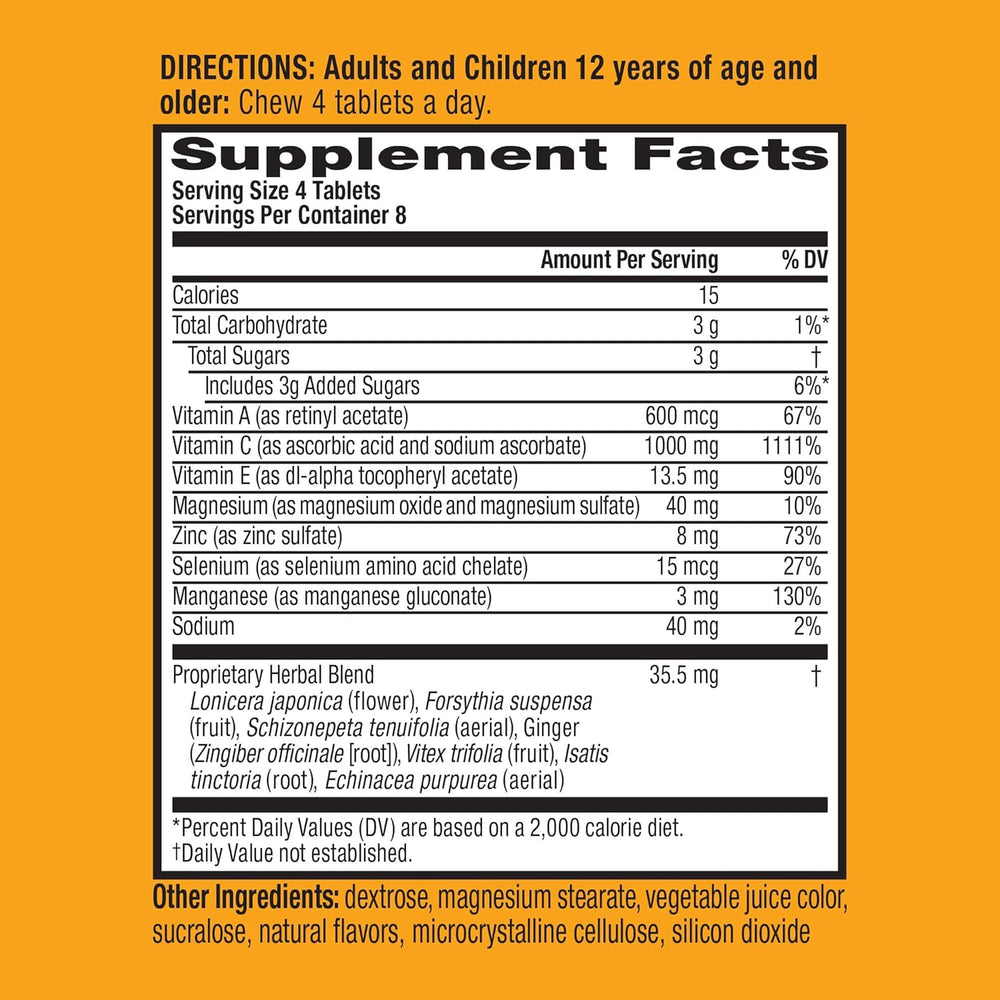 Airborne 1000mg Vitamin C + Zinc Immune Support Supplement Chewable Tablets, Very Berry Flavor with Powerful Antioxidants Vitamins A C & E, 32 Chewable Tablets (2 Pack)