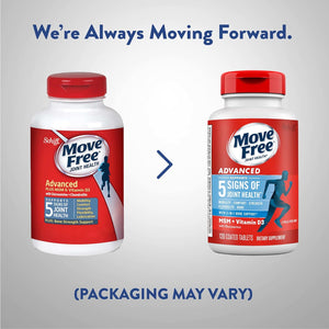 Move Free Advanced Glucosamine Chondroitin MSM + Vitamin D3 Joint Support Supplement, Supports Mobility Comfort Strength Flexibility & Bone + Immune Health - Tablet, 3x120ct Bottles (120 servings)*