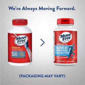 Move Free Advanced Glucosamine Chondroitin MSM + Vitamin D3 Joint Support Supplement, Supports Mobility Comfort Strength Flexibility & Bone + Immune Health - 120 Tablets (60 servings)*