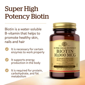 Solgar Biotin 5000 mcg - Supports Healthy Skin, Nails & Hair - Supports Energy Production & Metabolism - Vitamin B - Non-GMO, Vegan, Gluten Free - 180 Count