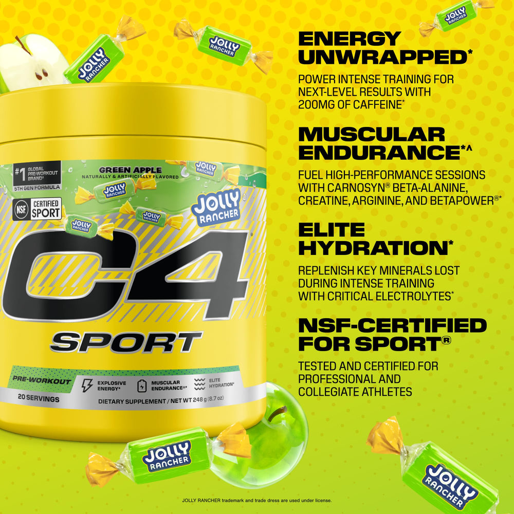 Cellucor C4 Sport Pre Workout Powder - NSF Certified for Sport - Elite Hydration - 200mg Caffeine + Creatine + Beta-Alanine - Electrolytes and Energy Supplement - Watermelon, 20 Servings
