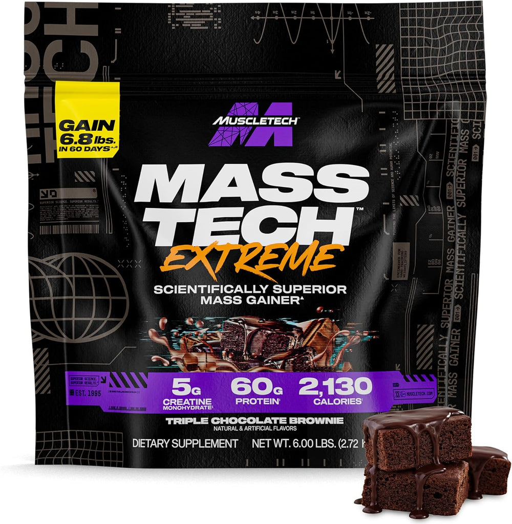 Muscletech High-Protein Mass Gainer (Vanilla Milkshake, 6LB) - Mass Tech Extreme 2000 Mass Gainer Protein Powder Supplement - Weight Gainer for Increase Muscle & Enhanced Recovery - Packaging May Vary