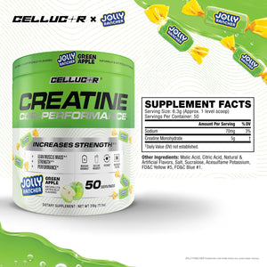 Cellucor Creatine Powder, Jolly Rancher Green Apple - Increases Strength, Lean Muscle Mass & Endurance, Micronized Creatine for Fast Absorption, 5g Creatine per Serving, 50 Servings