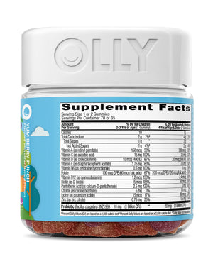 OLLY Kids Multivitamin & Probiotic Gummy, Digestive Support, Vitamins A, D, C, E, B, Zinc, Chewable Supplement, Berry Flavor, 35 Day Supply - 70 Count