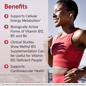 Jarrow Formulas Ultra Strength Methyl B-12 5000 mcg & Methyl Folate 800 mcg + P-5-P, Supplement for Cellular Energy Metabolism and Cardiovascular Support, 60 Chewable Tablets, 60 Day Supply, 12 Packs