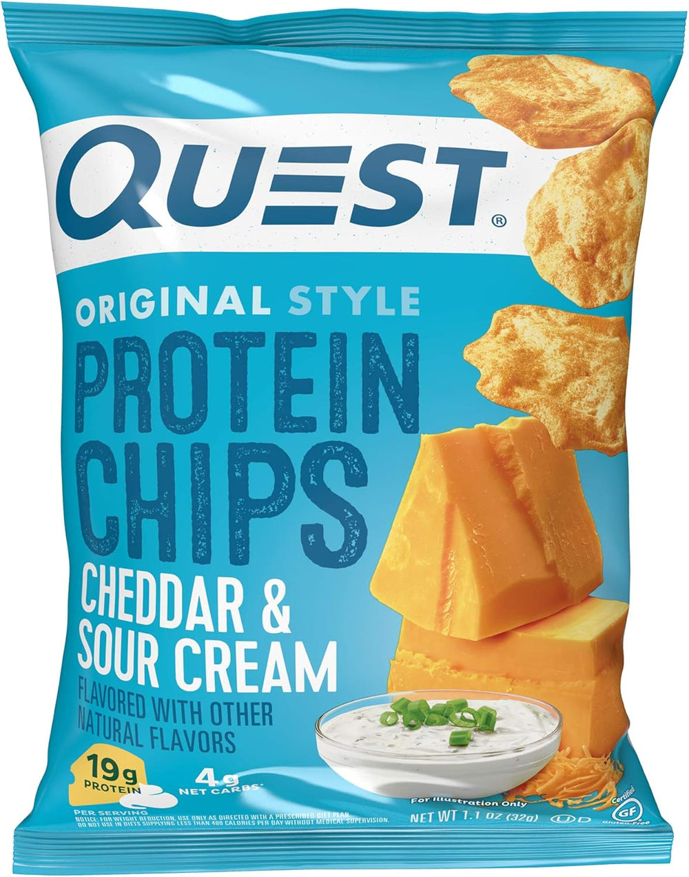 Quest Protein Chips, Cheddar & Sour Cream (Pack of 12) and Spicy Sweet Chili Tortilla Chips (Pack of 12)