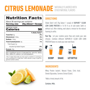Isopure Clear Whey Isolate Protein Powder, Lactose Free, Gluten Free, Naturally Flavored, Pineapple Orange Banana, 20g Protein Per Serving, 1.9 Lb, 36 Servings (Packaging May Vary)