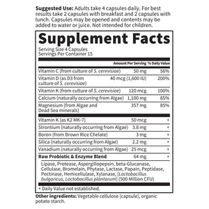 Garden of Life Raw Calcium Supplement for Women and Men - Vitamin Code Made from Whole Foods with Magnesium, K2, Vitamin D3 and Vitamin C plus Probiotics for Digestion, 120 Capsules