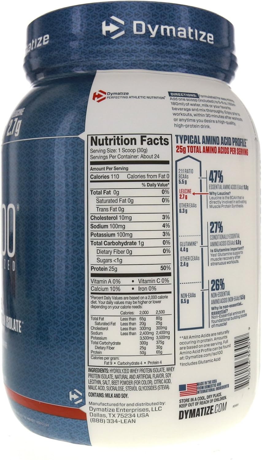 Dymatize ISO 100 Whey Protein Powder with Hydrolyzed Whey Isolate, Strawberry, 25.6 Ounce