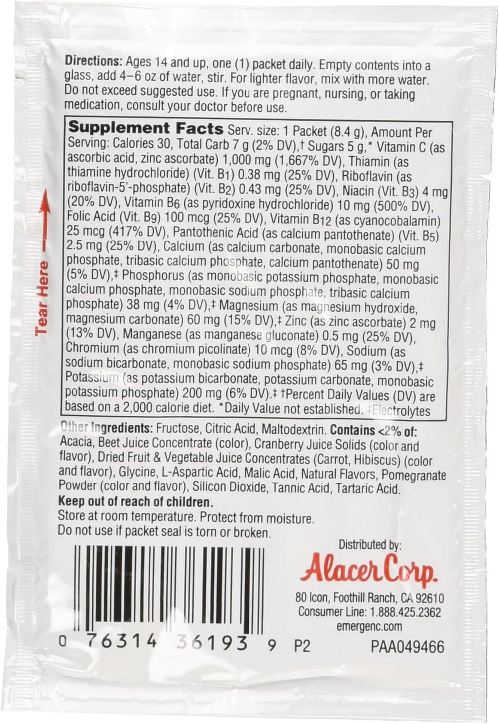 Alacer Emergenc Vitc Crnbry Pmgr, 30 Count