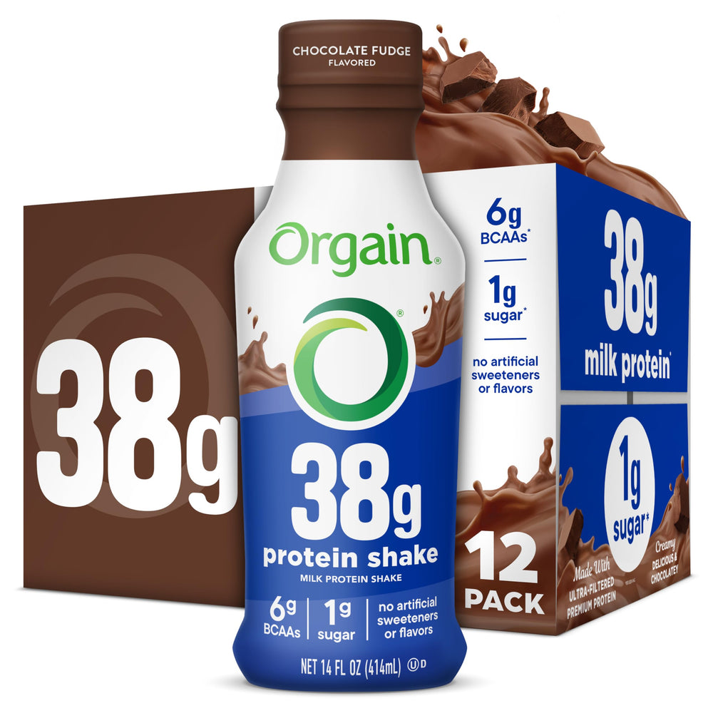 Orgain 38g High Protein Shake, Dairy Isolate Protein Milk, Vanilla, 6g BCAAs, 1g Sugar Per Serving, Meal Replacement, Ready to Drink, Keto Friendly, Gluten-Free 14 Fl Oz (Pack of 12)