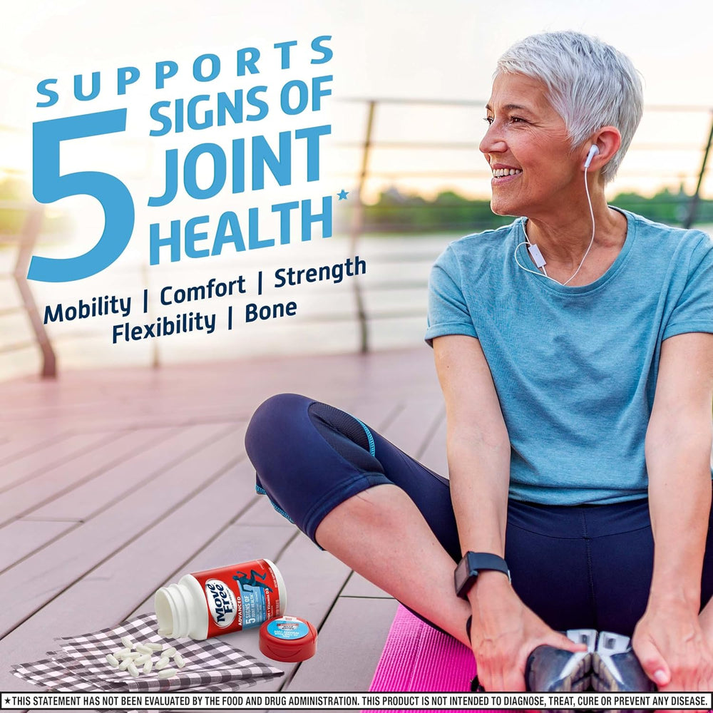 Move Free Advanced Glucosamine Chondroitin MSM + Vitamin D3 Joint Support Supplement, Supports Mobility Comfort Strength Flexibility & Bone + Immune Health - Tablet, 3x120ct Bottles (120 servings)*