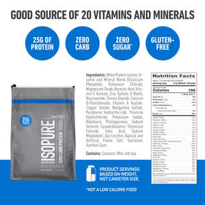 Isopure Bundle of Zero Carb 100% Pure Whey Isolate Protein Powder, Strawberries & Cream, 25g Protein Per Serving, 1 Lb, 15 Servings + Isopure 100% Pure Creatine Monohydrate Powder, 100 Servings