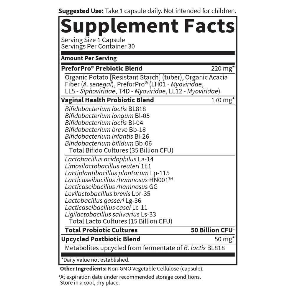 Garden of Life Dr Formulated Once Daily 3-in-1 Complete Prebiotics, Postbiotics & Probiotics for Women, PRE + PRO + POSTBIOTIC Supplement for Women’s Digestive, Immune & Vaginal Health, 30 Day Supply