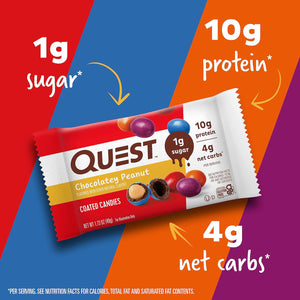 Quest Protein Bars (12 Count) and Chocolatey Peanut Protein Coated Candies (12 Count) Bundle