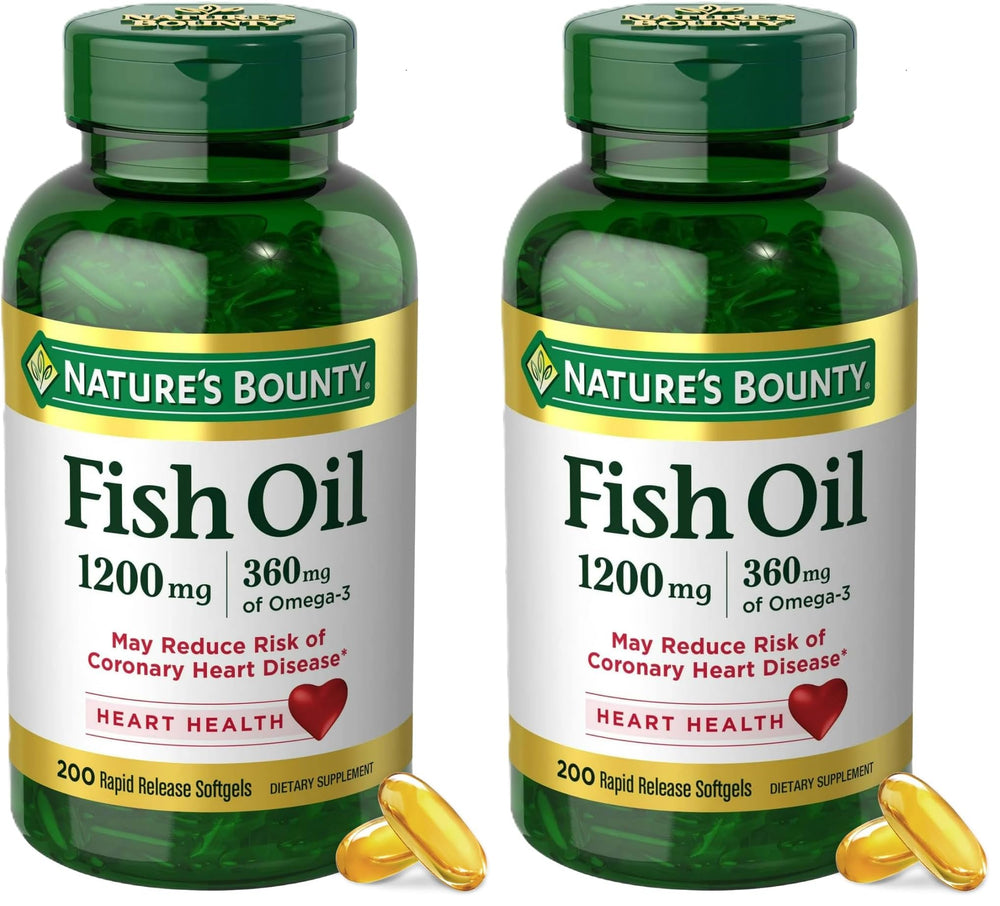 Nature's Bounty Fish Oil Omega 3 Supplements - Supports Heart Health, 1200 Mg Fish Oil, Omega-3, 200 Softgels (Pack of 1)