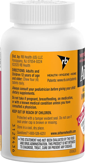 Airborne Vitamin C 1000mg (per Serving) Very Berry Chewable Tablets (32 Count in a Box), Gluten-Free Immune Support Supplement, with Vitamins A C E, ZINC, Selenium, Echinacea & Ginger, Antioxidants