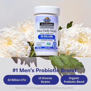 Garden of Life Probiotics for Men, Dr Formulated 50 Billion CFU 15 Probiotics for Digestive Health + Organic Prebiotic Fiber, Colon & Immune Support, Daily Gas Relief, Shelf Stable, 30 Capsules