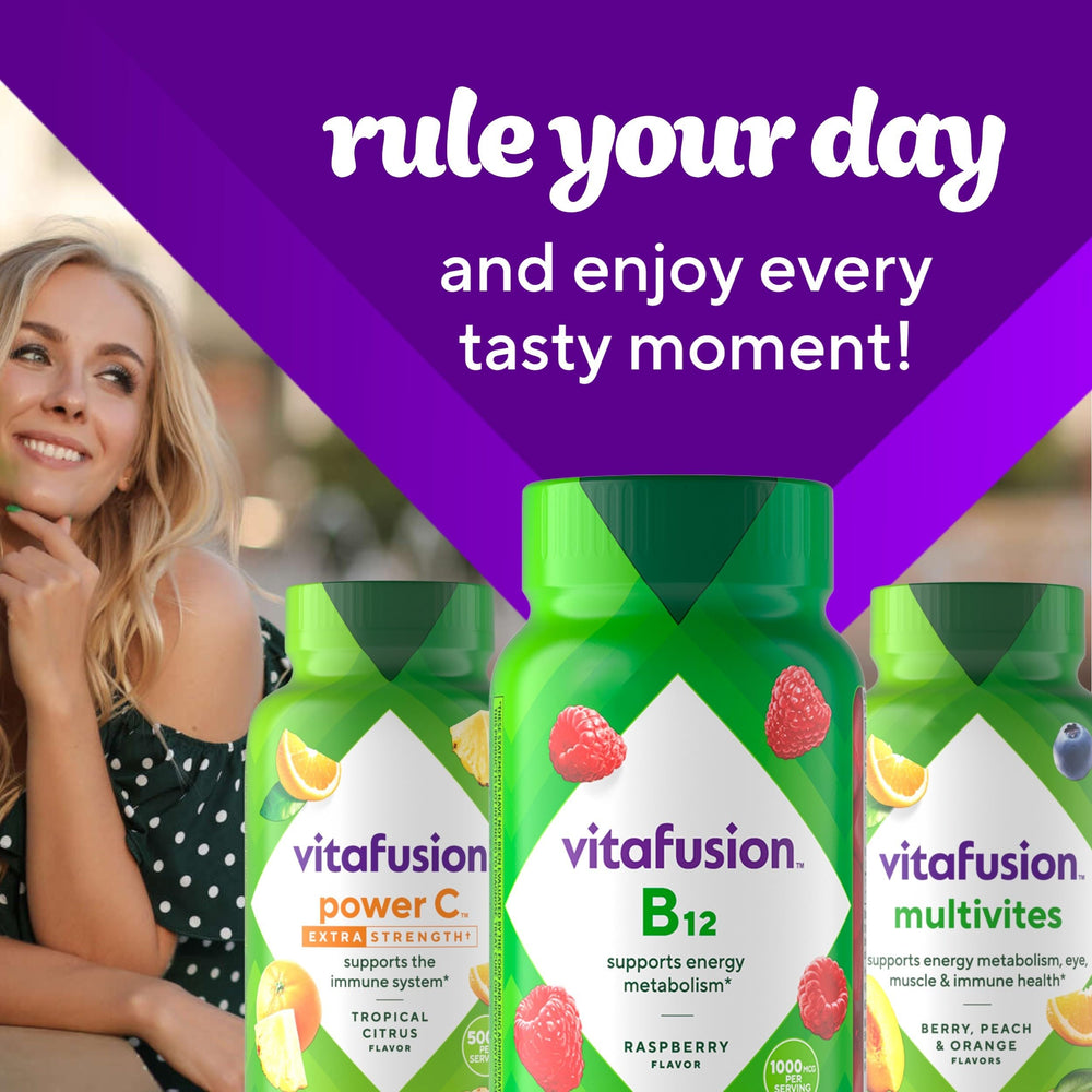 vitafusion Vitamin B12 Gummy Vitamins for Energy Metabolism Support, Raspberry Flavored, America’s Number 1 Gummy Vitamin Brand, 70 Day Supply, 140 Count
