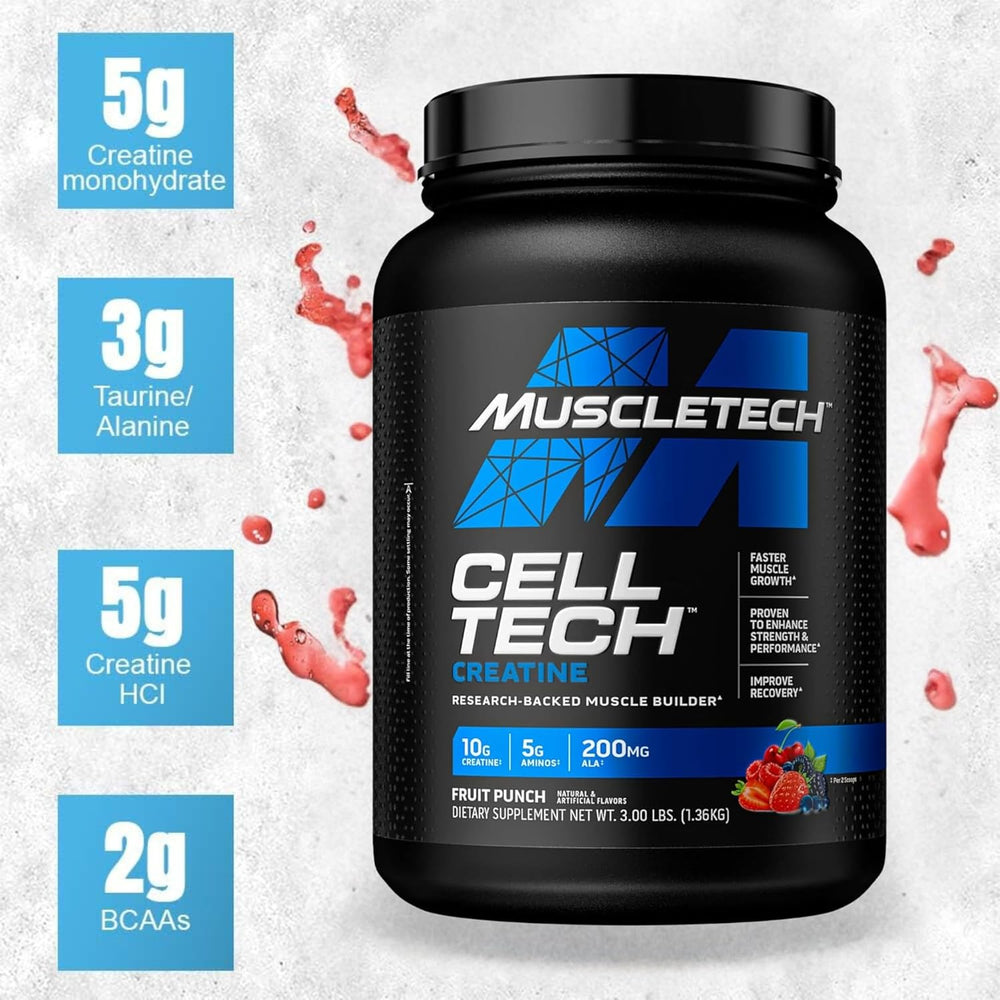 MuscleTech Cell-Tech Performance Series, Fruit Punch, 3.09 lb., Creatine HCl, Creatine Monohydrate and Carbohydrate Powder by MuscleTech
