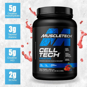 MuscleTech Cell-Tech Performance Series, Fruit Punch, 3.09 lb., Creatine HCl, Creatine Monohydrate and Carbohydrate Powder by MuscleTech