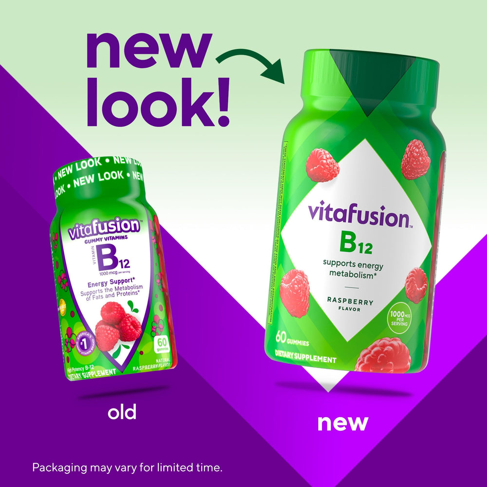 vitafusion Vitamin B12 Gummy Vitamins for Energy Metabolism Support, Raspberry Flavored, America’s Number 1 Gummy Vitamin Brand, 70 Day Supply, 140 Count