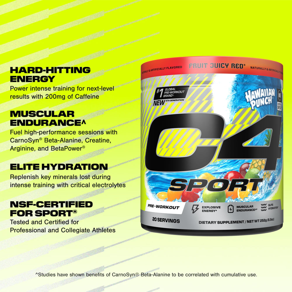 Cellucor C4 Sport Pre Workout Powder - NSF Certified for Sport - Elite Hydration - 200mg Caffeine + Creatine + Beta-Alanine - Electrolytes and Energy Supplement - Watermelon, 20 Servings