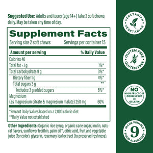 MegaFood Relax + Calm Magnesium Supplement - Soft Chews with Magnesium Citrate & Malate for Heart Health, Muscle Tension & More - Vegetarian - Grape-Flavor - 30 Chews (15 Servings) (Pack of 2)