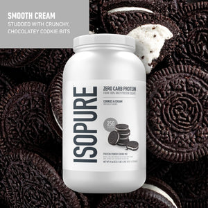 Isopure Bundle of Zero Carb 100% Pure Whey Isolate Protein Powder, Strawberries & Cream, 25g Protein Per Serving, 1 Lb, 15 Servings + Isopure 100% Pure Creatine Monohydrate Powder, 100 Servings