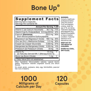 Jarrow Formulas BoneUp for Bone Density - Vitamin D3 and K2, Calcium Support, 240 Capsules, Provides Skeletal Nutrition, Up to 40 Days Supply
